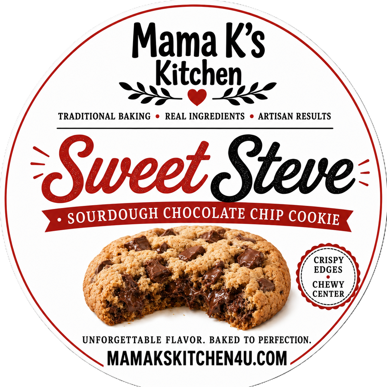 Sweet Steve Sourdough Chocolate Chip Cookies branded label