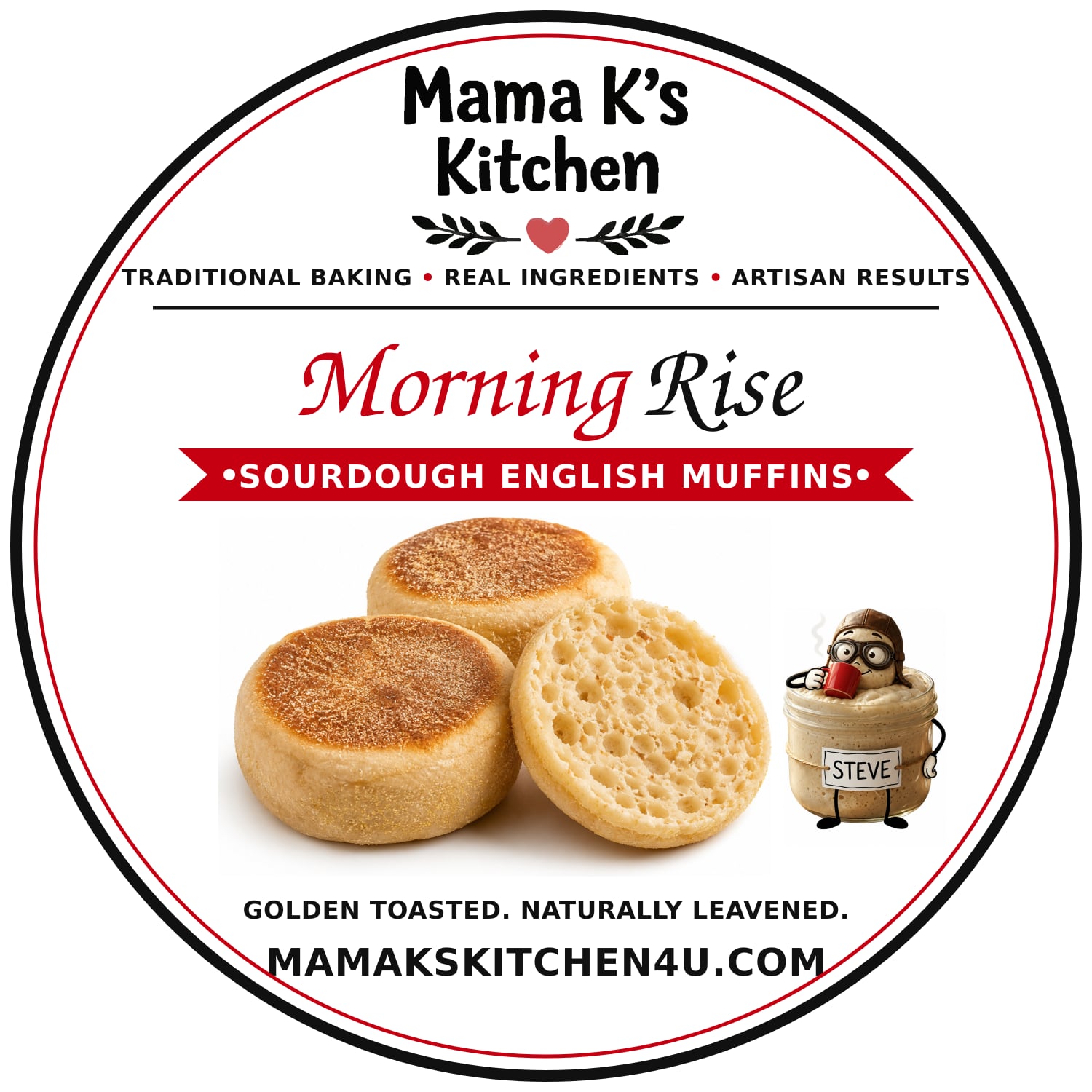 Morning Rise Sourdough English Muffins branded label