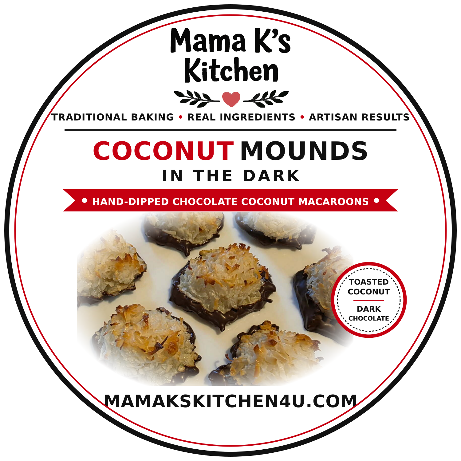 Coconut Mounds in the Dark branded label